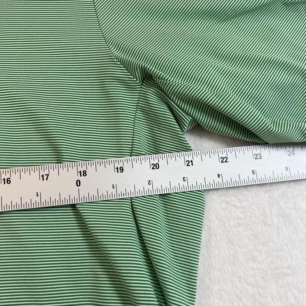KJUS Polo Shirt Mens XL Green White Stripe Golf UPF 50 Performance Jersey - Picture 5 of 11